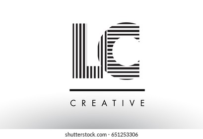 LC L C Black and White Letter Logo Design with Vertical and Horizontal Lines.