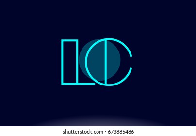 lc l c blue line circle letter logo alphabet creative company vector icon design template