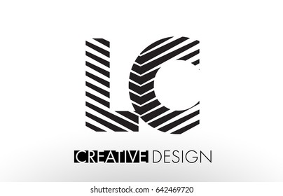 LC L C Lines Letter Design with Creative Elegant Zebra Vector Illustration.