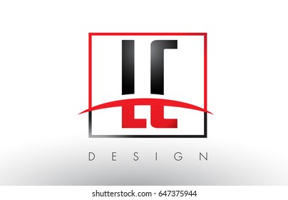 LC L C Logo Letters with Red and Black Colors and Swoosh. Creative Letter Design Vector.