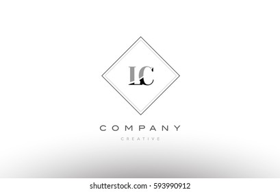 lc l c  retro vintage black white alphabet company letter logo line design vector icon template 
