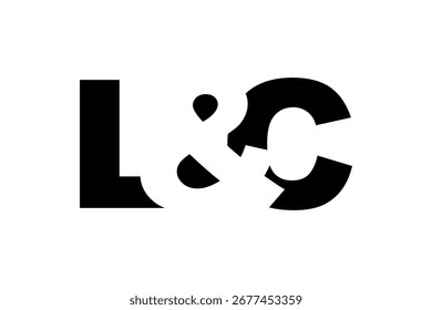 Diseño del logotipo del LC en estilo audaz. Símbolo de identidad blanco y negro. Emblema de tipografía moderna. Icono de marca Corporativa. Mínima Plantilla de negocio.