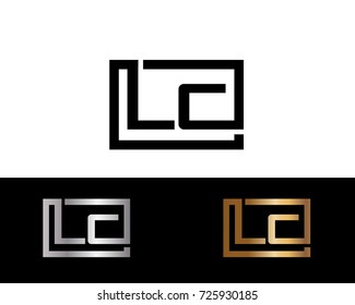 LC Logo. Letter Design Vector with Black Gold Silver Colors



