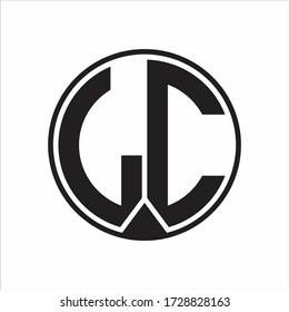 Círculo monograma del logotipo LC con el estilo de la cinta en el fondo blanco