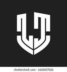 LC Logo monogram with emblem shield shape design isolated on black background