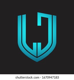 LC Logo monogram with emblem shield design isolated with blue colors on black background