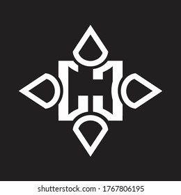 Monograma del logotipo LC con cuatro cono redondeado por la plantilla de diseño de la forma