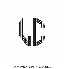 Estilo de esquema de monograma del logotipo LC aislado en fondo blanco