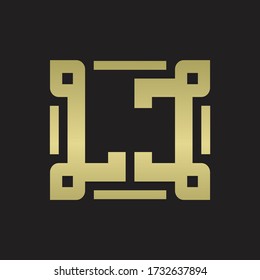 LC Logo monogram with piece line art design template