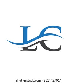 LC logotype Sign. Water Wave LC Logo Vector. Swoosh Letter LC Logo Design For Business And Company Identity