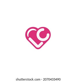 LC love heart logo icon sign symbol design. Vector illustration