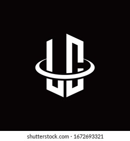 Logotipo del monograma LS en forma de hexágono y rodeado por un anillo