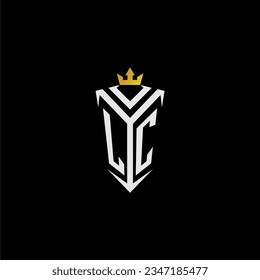 LC monogram logo initial for shield  crown style design
