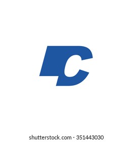 LC negative space letter logo blue