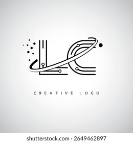 Logotipo de Monograma de Órbita LC - Marca de Letra Mínima Futurista com Linha de Arte Circular, Pontos Inspirados na Tecnologia e Conceito de Movimento Espacial para Identidade de Marca Moderna