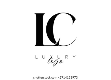 Logotipo de la tipografía del monograma de la letra de LC Serif para la identidad elegante de la marca de Premium