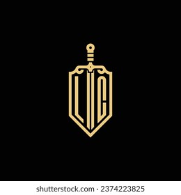 LC vintage shield and sword initial logo in high quality professional design that will print well across any print media