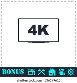 LCD 4k icon flat. Simple vector symbol and bonus icon