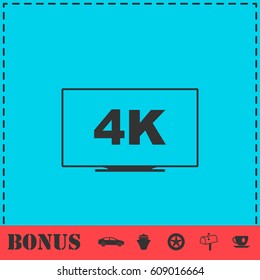 LCD 4k icon flat. Simple vector symbol and bonus icon