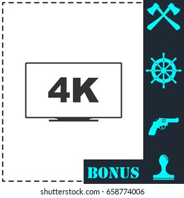 LCD 4k icon flat. Simple vector symbol and bonus icon