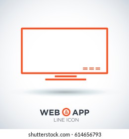 lcd big tv line vector icon