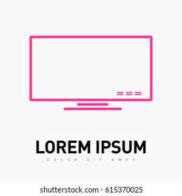 lcd big tv line vector icon