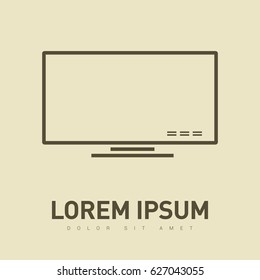 lcd big tv line vector icon