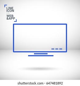 lcd big tv line vector icon
