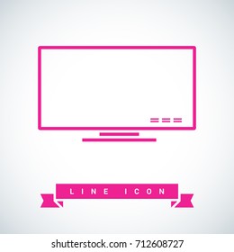 lcd big tv line vector icon
