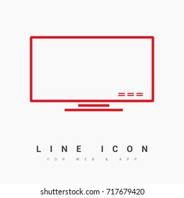 lcd big tv line vector icon