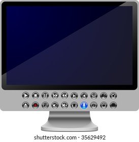 LCD with buttons. Vector illustration.