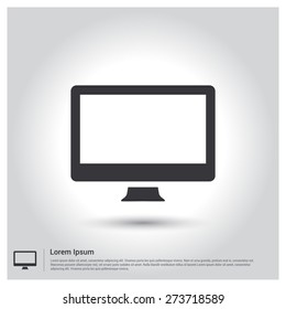 LCD Computer Display Icon, pictogram icon on gray background. Vector illustration for web site, mobile application. Simple flat metro design style. Outline Icon. Flat design style