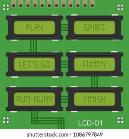 Lcd display collection text design vector