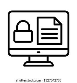 LCD document lock line icon