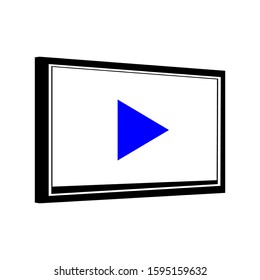 LCD flat screen TV with play button display, vector illustration
