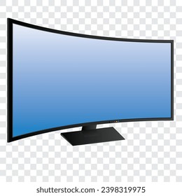 LCD Flat TV screen on PNG background.  Modern blank screen lcd, led on isolate background. 4K TV flat screen lcd or led. Realistic TV screen.  Blank television template. Vector illustration.