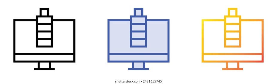 icono de lcd. Diseño de estilo de relleno lineal, azul y degradado aislado sobre fondo blanco