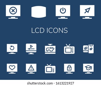 lcd icon set. 14 filled lcd icons.  Simple modern icons such as: Television, Screen, Computing