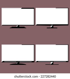 LCD or LED television icons in vector.