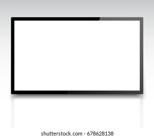 LCD or LED tv screen hanging on the wall. 4k tv screen vector