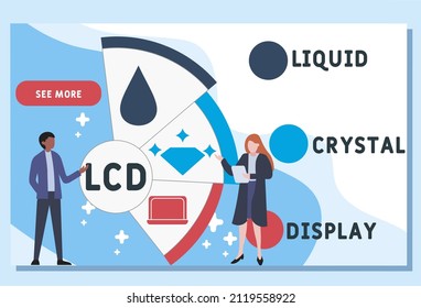LCD - Acrónimo de pantalla de cristal líquido. fondo de concepto de negocio. concepto de ilustración vectorial con palabras clave e iconos. ilustración con iconos para banner web, volante, página de inicio