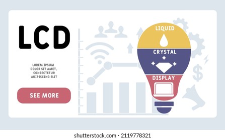 LCD - Liquid Crystal Display acronym. business concept background. vector illustration concept with keywords and icons. lettering illustration with icons for web banner, flyer, landing pag