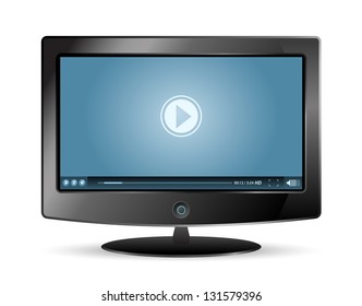 lcd monitor and blue video player