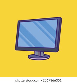 Lcd Monitor Cartoon Vector Icon Illustration. Computer hardware object icon concept. Flat cartoon illustration.