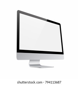 Lcd Monitor Computer Isolated On White Stock Vector (Royalty Free ...