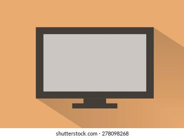Lcd monitor icon flat shadow.Vector illustration
