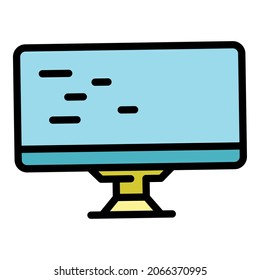Lcd monitor icon. Outline lcd monitor vector icon color flat isolated