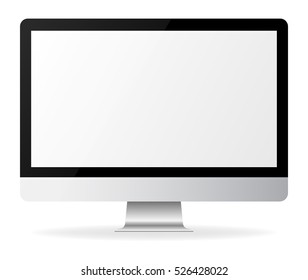 LCD Monitor Imac Style For Computer, Isolated On White Background. Blank Screen