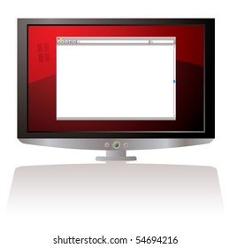 LCD Monitor with red background and web browser