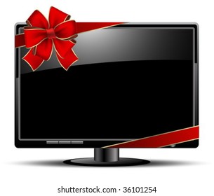 LCD panel with ribbons and bow
